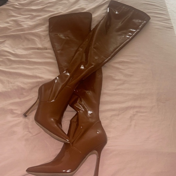Steve Madden Vava Cognac Over the Knee Boots Patent - Picture 3 of 5